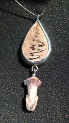Real Human Skull and Finger Bone Pendant in Silver